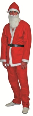 Oblek Santa (nohavice, blúza, opasok, fúzy, čapica) pre dospelého 