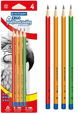 Súprava grafitových ceruziek ERGO 4 kusy, 3 tvrdosti