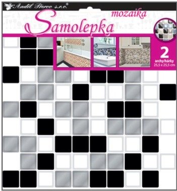 Samolepka na stenu mozaika plastická, imitácia obkladov, 2 archy 25,5x25,5 cm