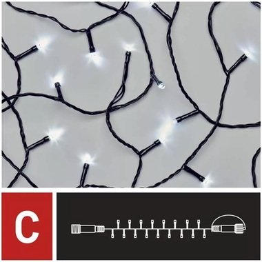 Osvetlenie vianočné - spojovacia reťaz 5 m+50 LED studená biela + 5cm prívodný kábel 