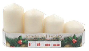 Adventná sviečka valec krémová postupka 60, 75, 90, 105 x 50 mm, 4 ks 