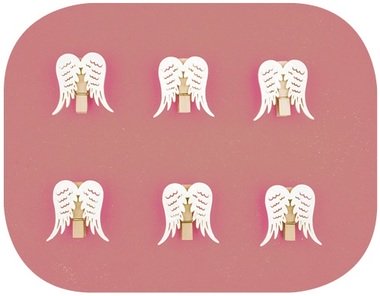 Krídla drevené na štipci 4 cm, biela, 6 ks